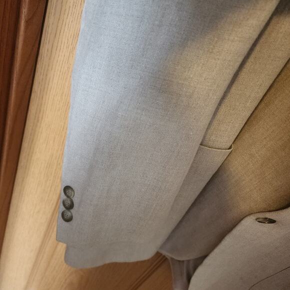 Cellini Linea Uomo Men's 100% Linen Blazer Sport Coat Lightweight Tan Coat Lined - Picture 4 of 16